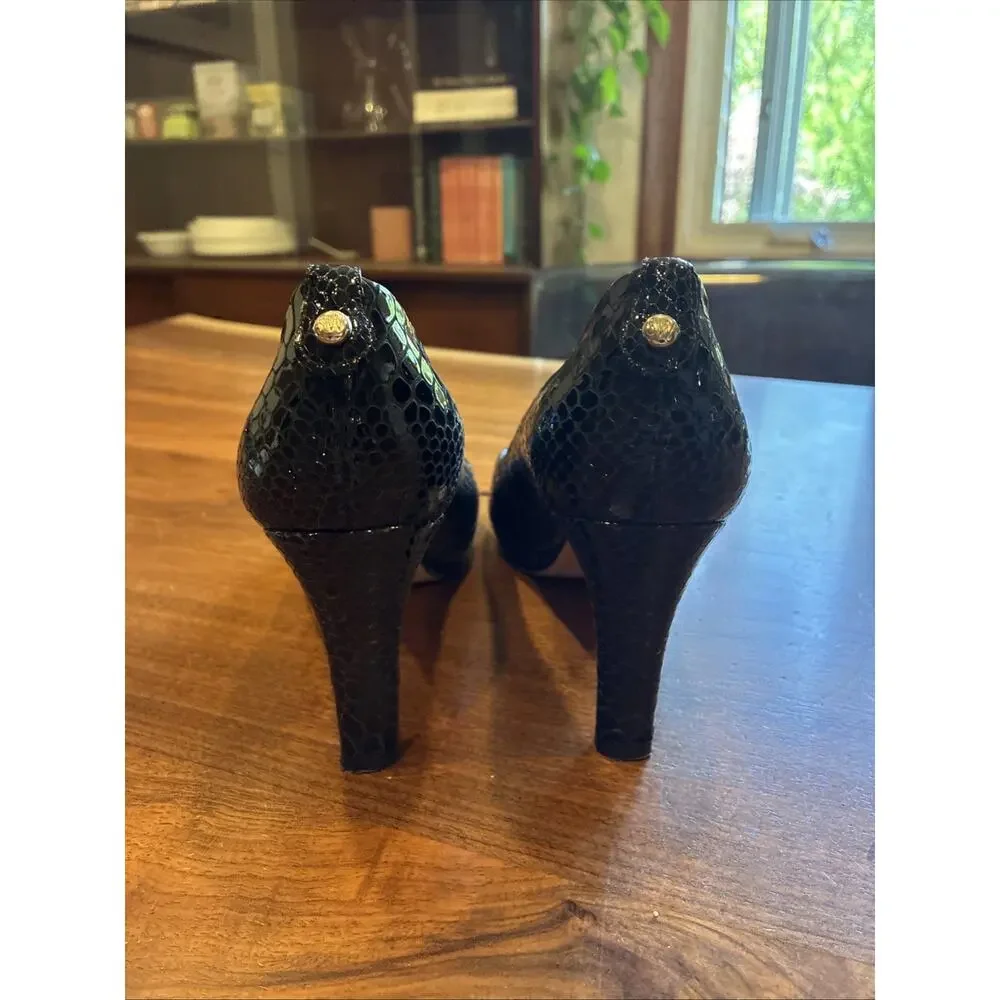 Stuart Weitzman Womens Logo Plainfield Pumps Size 7.5 Python Heel Dress‎ Shoes